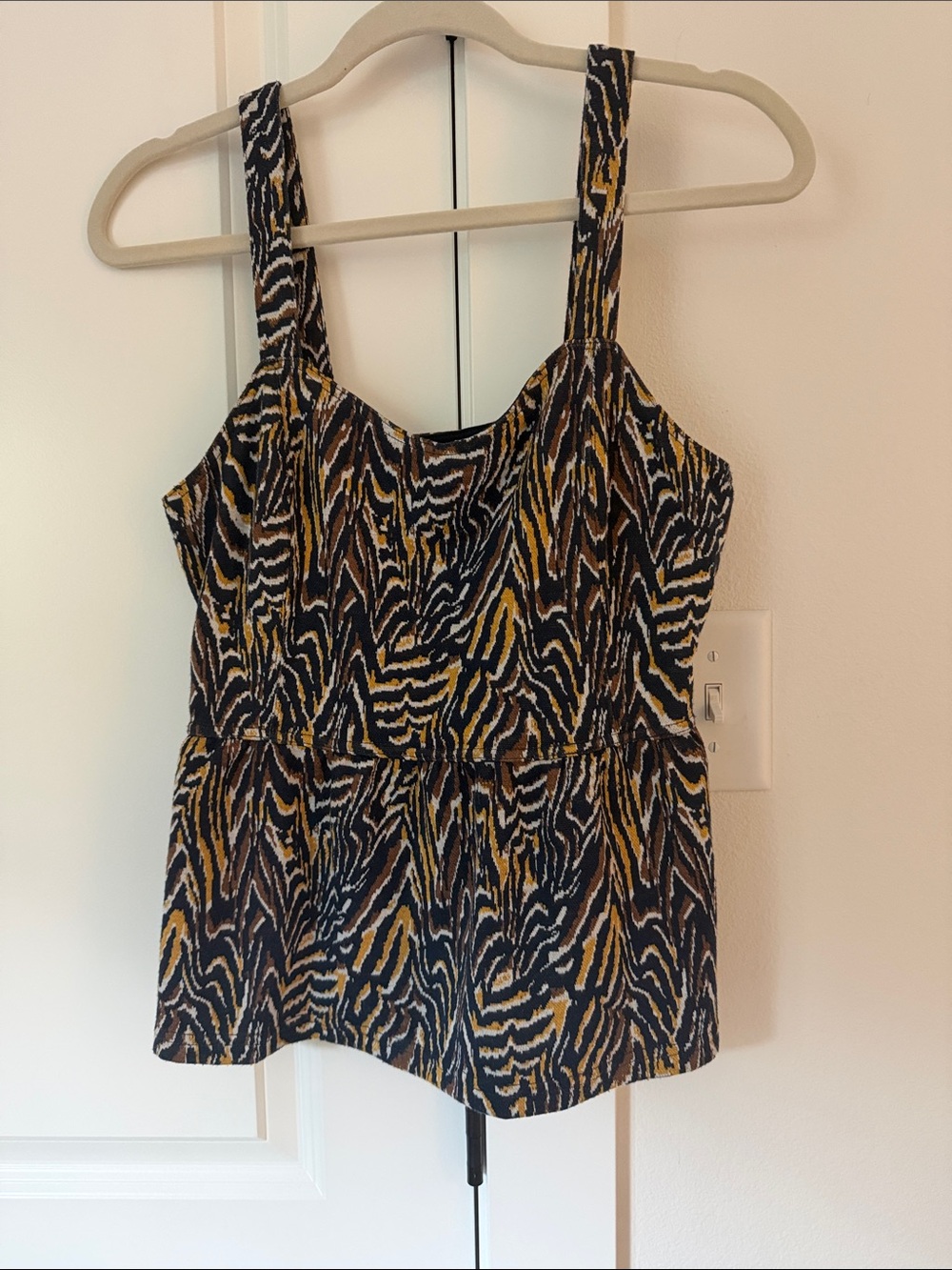 Anthropologie Zebra-Print Tank Top in Black, Gold, White